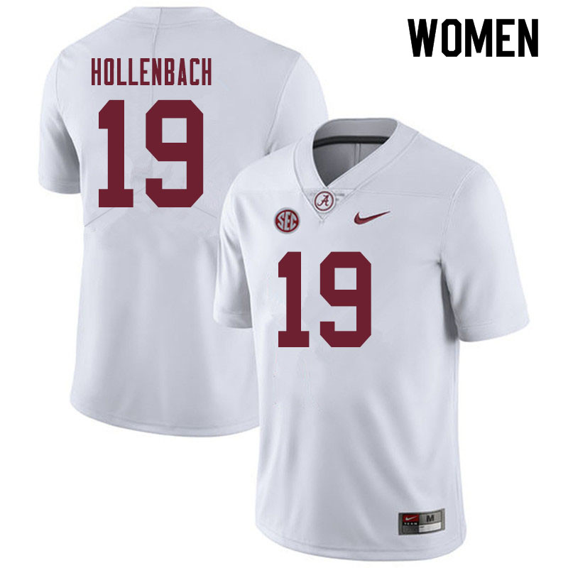 Alabama Crimson Tide Women's Stone Hollenbach #19 White NCAA Nike Authentic Stitched 2019 College Football Jersey CB16S22DR
